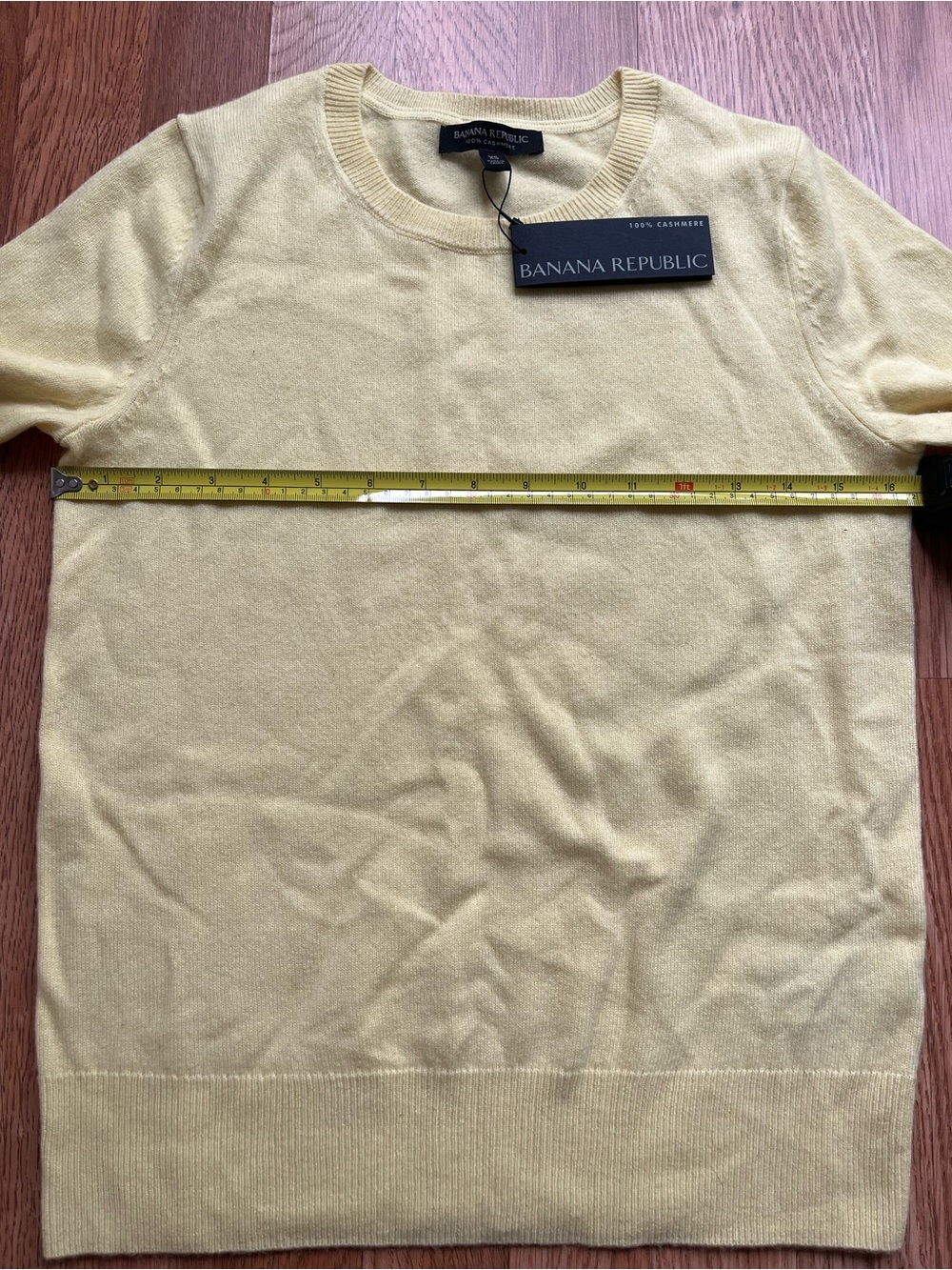 NWT X-Small Banana Republic Yellow Crew Neck 100% Cashmere Women’s Sweater - Picture 6 of 7